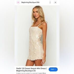 Beginning Boutique Cream Sequin Mini Dress
